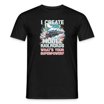 I Create Model Railroads Superpower - Men's T-Shirt - black - Front - AI Model Male 178 light (178cm)