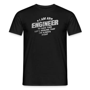 Je suis un ingénieur J’ai toujours raison - T-shirt homme - noir - Devant - AI Model Male 178 light (178cm)