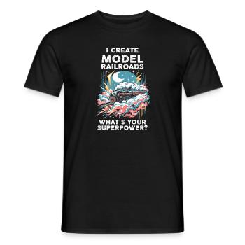 I Create Model Railroads Superpower - Men's T-Shirt - black - Front - AI Model Male 178 light (178cm)