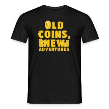 Old Coins New Adventures Numismatics - Men's T-Shirt - black - Front - AI Model Male 178 light (178cm)