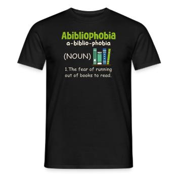 Abibliophobia Bookworm Reading Books - Men's T-Shirt - black - Front - AI Model Male 178 light (178cm)