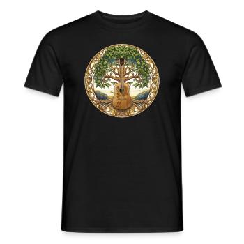 Yggdrasil Natur Musiker Baum des Lebens - Männer T-Shirt - Schwarz - Vorne - AI Model Male 178 light (178cm)
