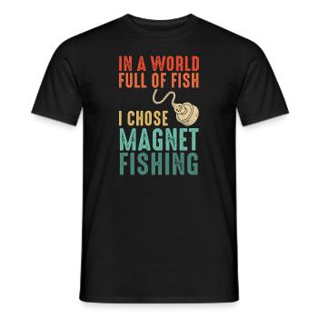 Neodymium Magnet Fishing Magnetic Fisher - Men's T-Shirt - black - Front - AI Model Male 178 light (178cm)