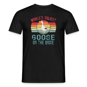 Worlds Silliest Goose On The Loose - Men's T-Shirt - black - Front - AI Model Male 178 light (178cm)