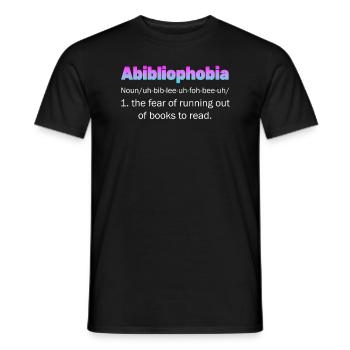 Abibliophobia Bookworm Reading Books - Men's T-Shirt - black - Front - AI Model Male 178 light (178cm)