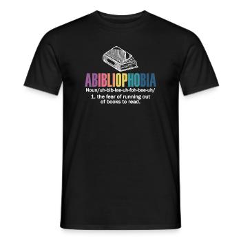 Abibliophobia Bookworm Reading Books - Men's T-Shirt - black - Front - AI Model Male 178 light (178cm)