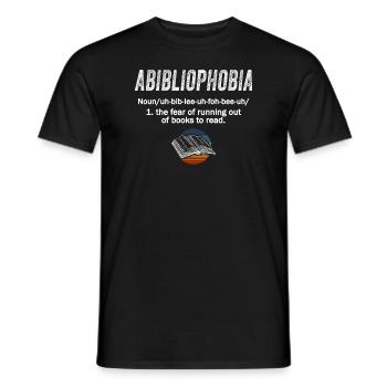 Abibliophobia Bookworm Reading Books - Men's T-Shirt - black - Front - AI Model Male 178 light (178cm)