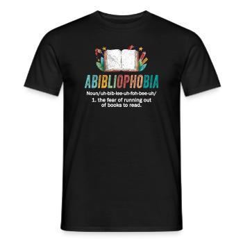Abibliophobia Bookworm Reading Books - Men's T-Shirt - black - Front - AI Model Male 178 light (178cm)