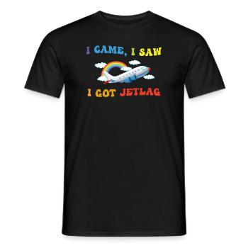 Ich kam, ich sah, ich bekam Jetlag, Reisehumor - Männer T-Shirt - Schwarz - Vorne - AI Model Male 178 light (178cm)
