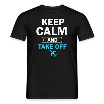 Keep Calm And Take Off Fun Vacation - Men's T-Shirt - black - Front - AI Model Male 178 light (178cm)