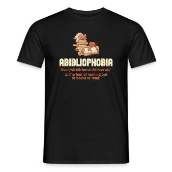Abibliophobia Bookworm Reading Books - Men's T-Shirt - black - Front - AI Model Male 178 light (178cm)