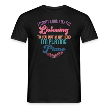 J’ai peut-être l’air d’écouter du piano - T-shirt homme - noir - Devant - AI Model Male 178 light (178cm)