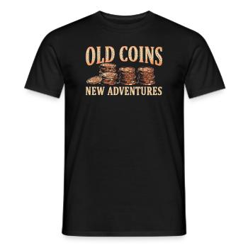 Old Coins New Adventures Numismatics - Men's T-Shirt - black - Front - AI Model Male 178 light (178cm)