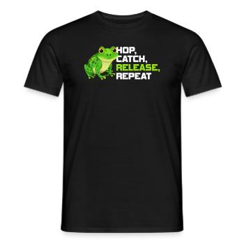Hop Catch Release Repeat Frosch Humor - Männer T-Shirt - Schwarz - Vorne - AI Model Male 178 light (178cm)
