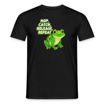 Hop Catch Release Repeat Frosch Humor - Männer T-Shirt - Schwarz - Vorne - AI Model Male 178 light (178cm)