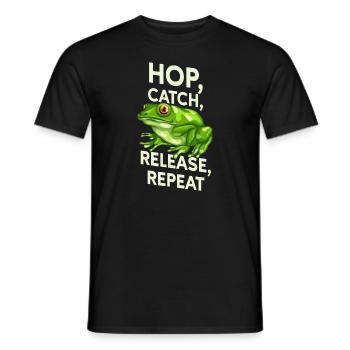 Hop Catch Release Repeat Frosch Humor - Männer T-Shirt - Schwarz - Vorne - AI Model Male 178 light (178cm)