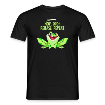 Hop Catch Release Repeat Frosch Humor - Männer T-Shirt - Schwarz - Vorne - AI Model Male 178 light (178cm)