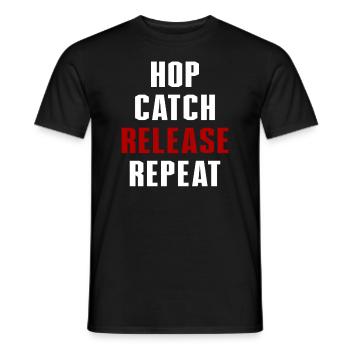 Hop Catch Release Repeat Frosch Humor - Männer T-Shirt - Schwarz - Vorne - AI Model Male 178 light (178cm)