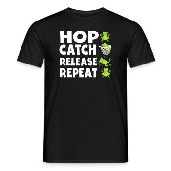 Hop Catch Release Repeat Frosch Humor - Männer T-Shirt - Schwarz - Vorne - AI Model Male 178 light (178cm)
