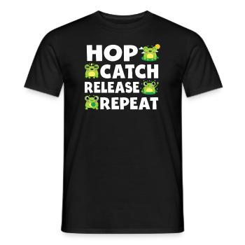 Hop Catch Release Repeat Frosch Humor - Männer T-Shirt - Schwarz - Vorne - AI Model Male 178 light (178cm)