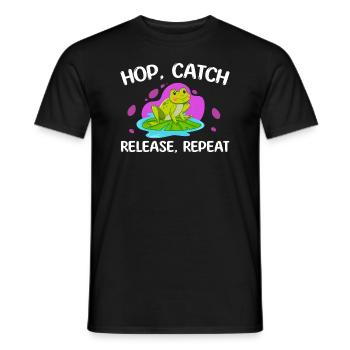 Hop Catch Release Repeat Frosch Humor - Männer T-Shirt - Schwarz - Vorne - AI Model Male 178 light (178cm)