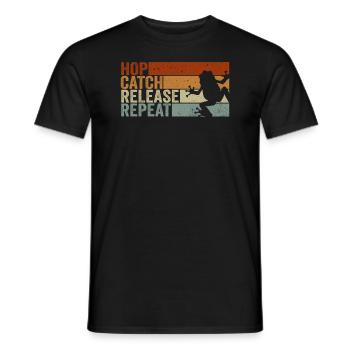 Hop Catch Release Repeat Frosch Humor - Männer T-Shirt - Schwarz - Vorne - AI Model Male 178 light (178cm)