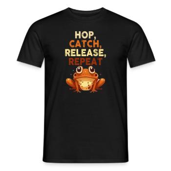 Hop Catch Release Repeat Frosch Humor - Männer T-Shirt - Schwarz - Vorne - AI Model Male 178 light (178cm)