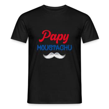 Papy moustachu Cadeau Pour Mon Papi - T-shirt homme - noir - Devant - AI Model Male 178 light (178cm)