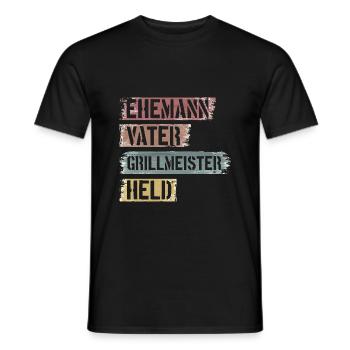 EHEMANN PAPA GRILLMEISTER HELD - Geschenkidee - Männer T-Shirt - Schwarz - Vorne - AI Model Male 178 light (178cm)