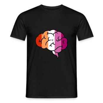 Lesbian Brain Orange Pink Lesbian Pride - Men's T-Shirt - black - Front - AI Model Male 178 light (178cm)