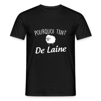 Pourquoi tant de laine Humour Eleveur - T-shirt homme - noir - Devant - AI Model Male 178 light (178cm)