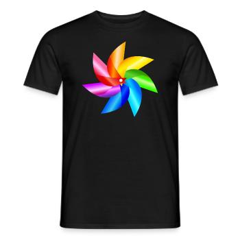 bunte Windmühle Kinderspielzeug Regenbogen Sommer - Männer T-Shirt - Schwarz - Vorne - AI Model Male 178 light (178cm)