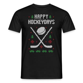 happy hockeydays ugly christmas hockey weihnachten - Männer T-Shirt - Schwarz - Vorne - AI Model Male 178 light (178cm)
