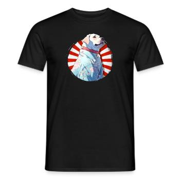 Chien mignon portant un kimono - Chemise d’anime - T-shirt homme - noir - Devant - AI Model Male 178 light (178cm)