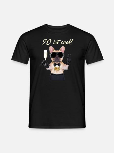 NEU Geburstags Mops 70 ist cool RAHMENLOS Geschenk - Männer T-Shirt - Schwarz