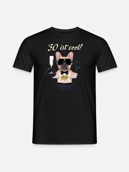 NEU Geburstags Mops 30 ist cool RAHMENLOS Geschenk - Männer T-Shirt - Schwarz