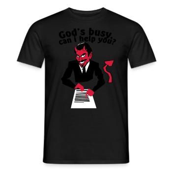 God's busy. Can i help? - T-shirt homme - noir - Devant - AI Model Male 178 light (178cm)
