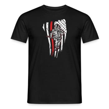 Firefighter USA - fireman hazardous flag design - T-shirt homme - noir - Devant - AI Model Male 178 light (178cm)