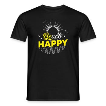 Beach Happy - sun ocean wave lovers - Männer T-Shirt - Schwarz - Vorne - AI Model Male 178 light (178cm)
