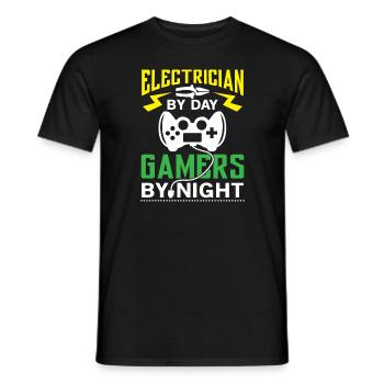 Electrician by Day Gamers by Night - arcade player - T-shirt homme - noir - Devant - AI Model Male 178 light (178cm)