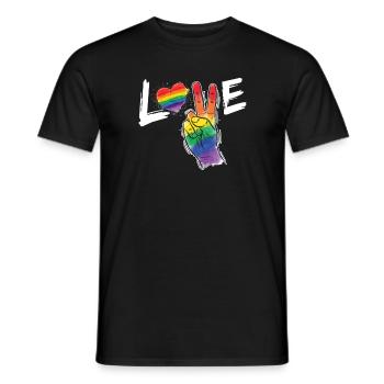 Love & Peace - gay pride gender - Men's T-Shirt - black - Front - AI Model Male 178 light (178cm)