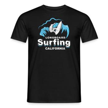 Longboard, surf, californie, planche surf, soleil, vague - T-shirt homme - noir - Devant - AI Model Male 178 light (178cm)