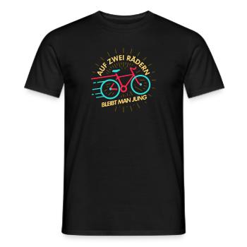 Sur deux roues, vous restez jeune! - T-shirt homme - noir - Devant - AI Model Male 178 light (178cm)