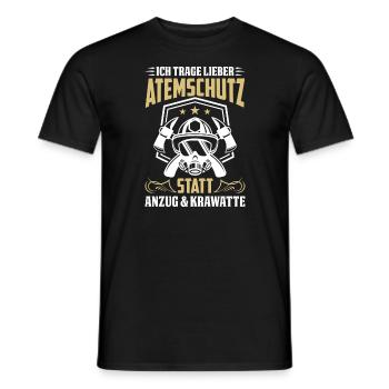 Ich trage lieber Atemschutz statt Anzug & Krawatte - Men's T-Shirt - black - Front - AI Model Male 178 light (178cm)