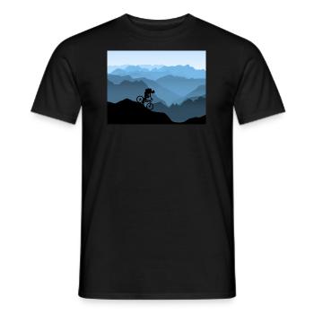 Mountain bikers in the mountains - Men's T-Shirt - black - Front - AI Model Male 178 light (178cm)