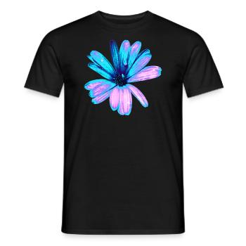 Fleur turquoise et rose - T-shirt homme - noir - Devant - AI Model Male 178 light (178cm)