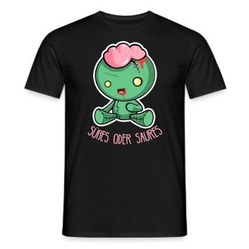 Creepy Halloween Doll - Des bonbons ou un sort - T-shirt homme - noir - Devant - AI Model Male 178 light (178cm)