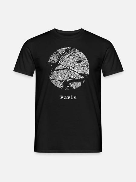 Paris city with map - Men's T-Shirt - black
