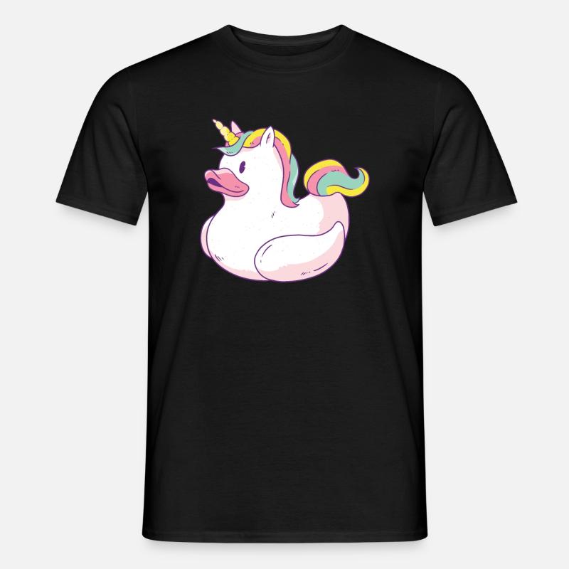 Einhorn Schwimmente - Männer T-Shirt - Schwarz