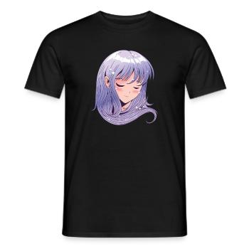 Anime Head Girl - Men's T-Shirt - black - Front - AI Model Male 178 light (178cm)